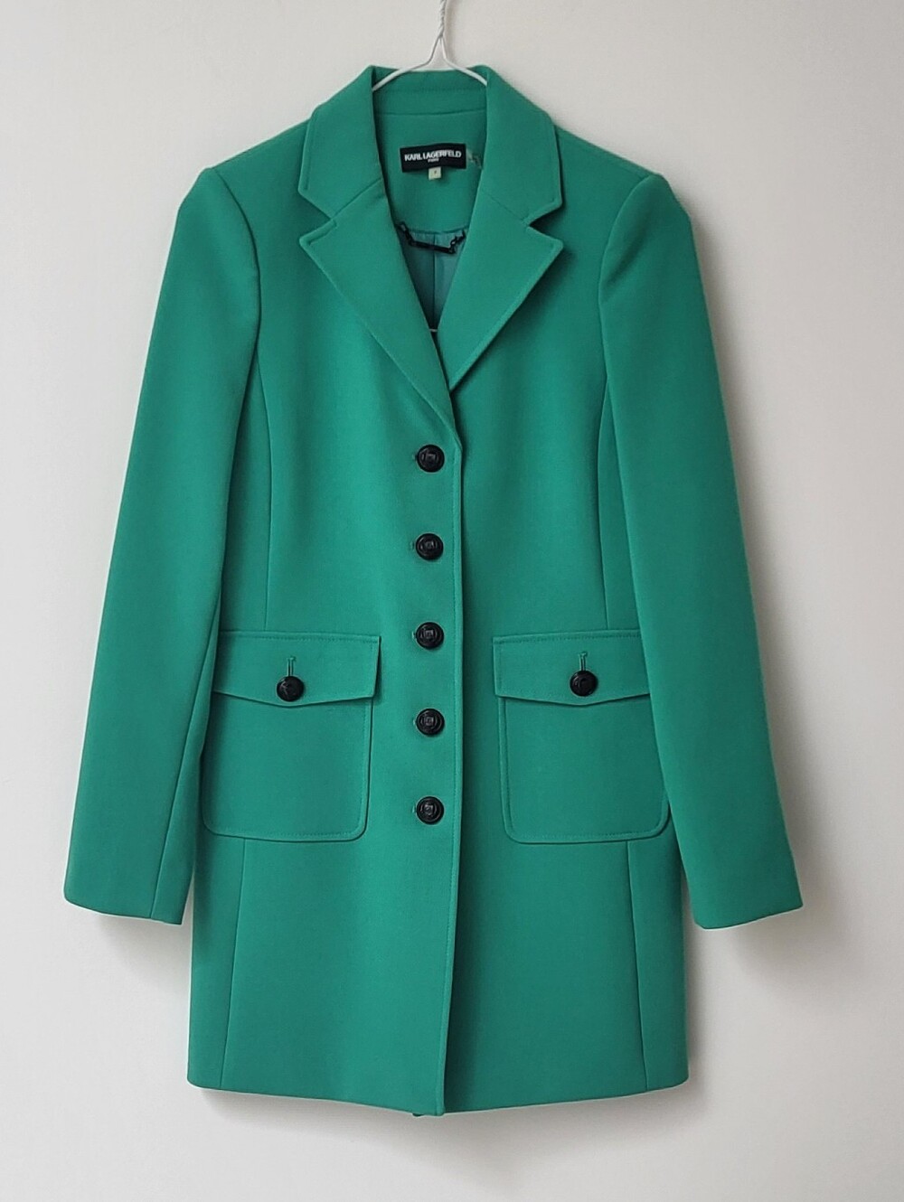 Karl Lagerfeld Emerald Green Long Button Blazer